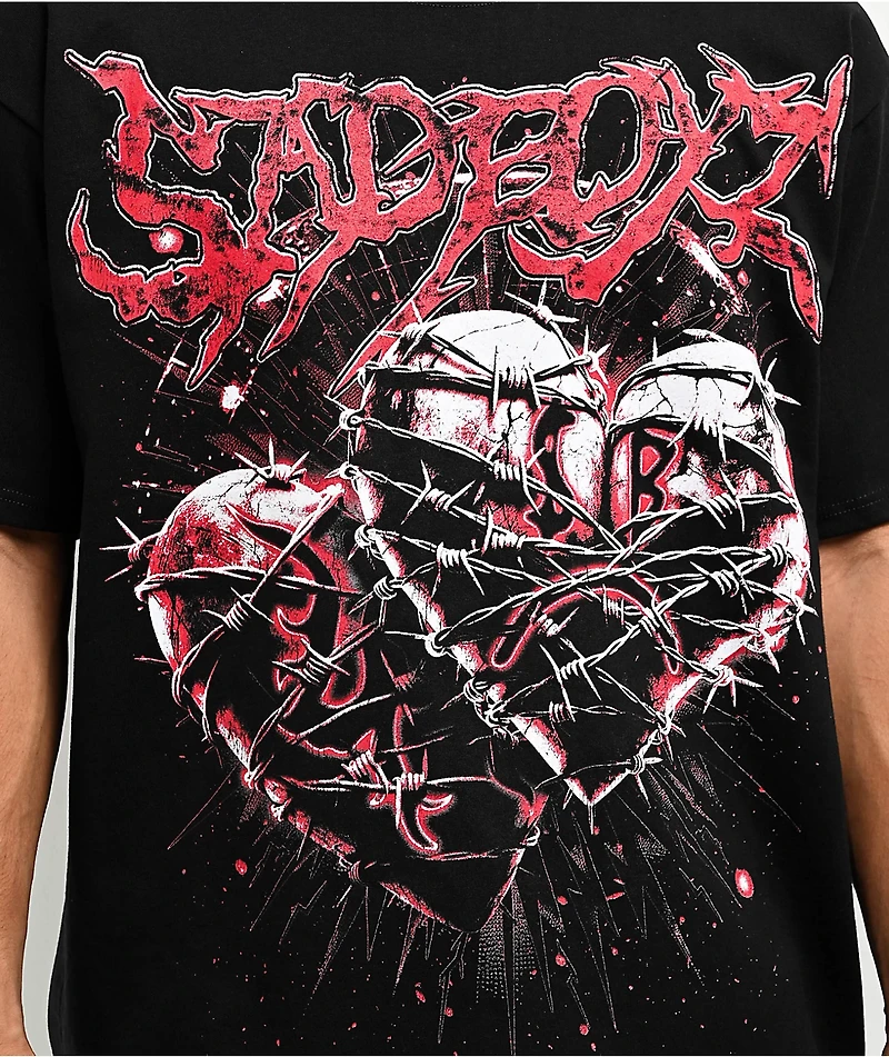 $AD BOYZ by Junior H  X Lost Hills Barbed Wire Heart Black T-Shirt