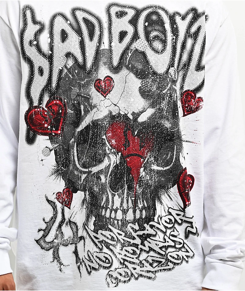 $AD BOYZ by Junior H  X Lost Hills Hearts White Long Sleeve T-Shirt
