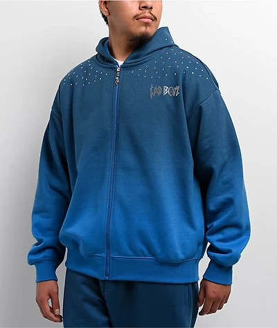 $AD BOYZ by Junior H Angel Blue Rhinestone Zip Hoodie