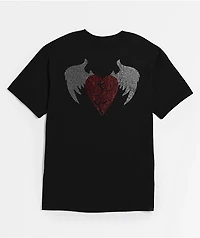 $AD BOYZ by Junior H Broken Heart Wing Rhinestone Black T-Shirt