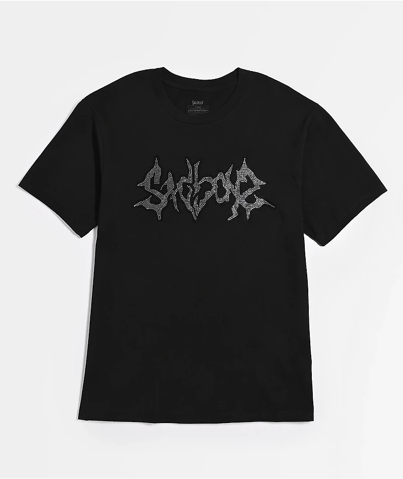 $AD BOYZ by Junior H Broken Heart Wing Rhinestone Black T-Shirt