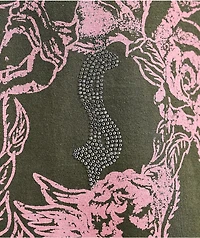 $AD BOYZ by Junior H Cherub Skull Rhinestone Olive T-Shirt
