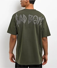$AD BOYZ by Junior H Cherub Skull Rhinestone Olive T-Shirt