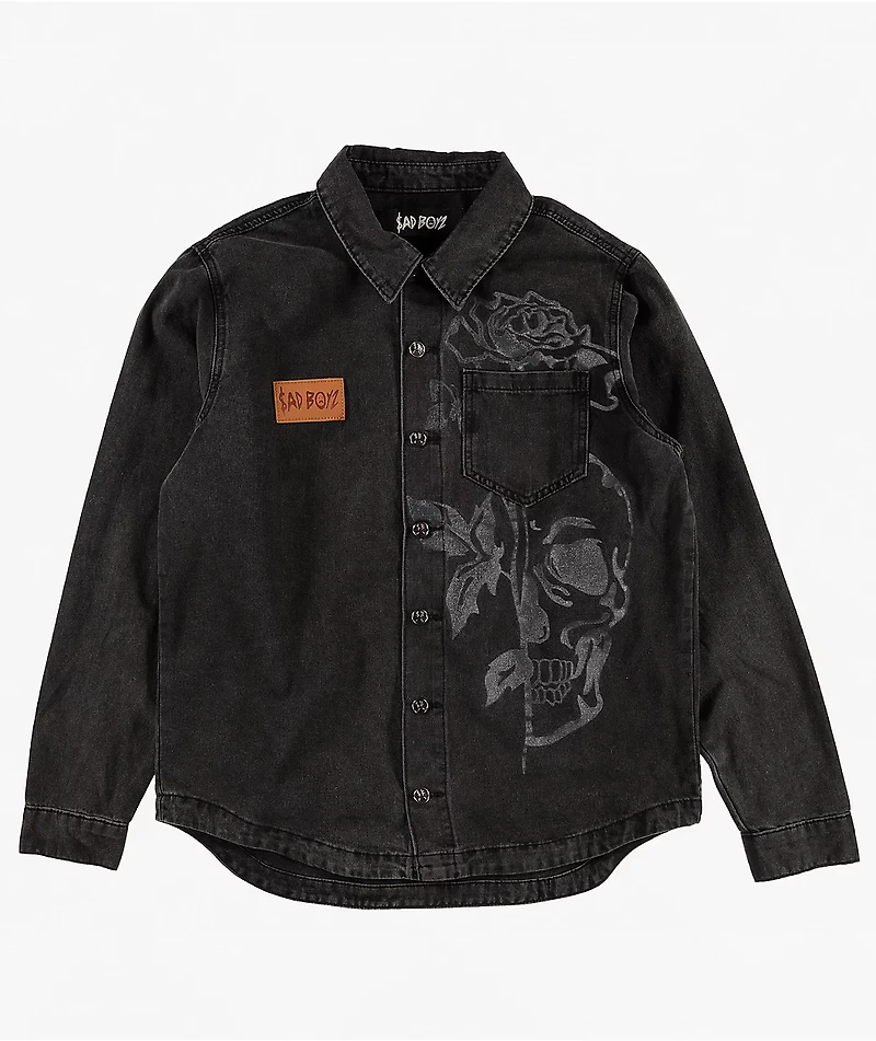 $AD BOYZ by Junior H Denim Black Long Sleeve Button Up Shirt