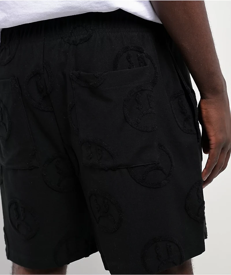 $AD BOYZ by Junior H Face Woven Black Terry Shorts