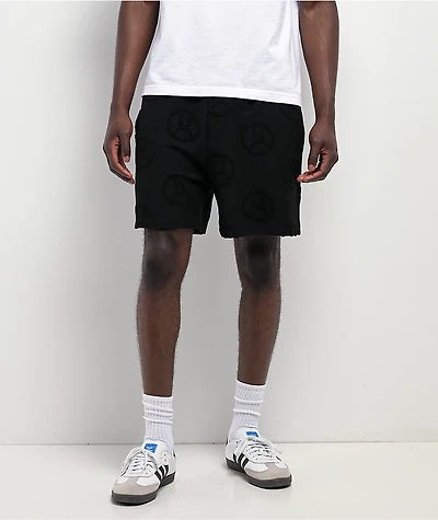 $AD BOYZ by Junior H Face Woven Black Terry Shorts