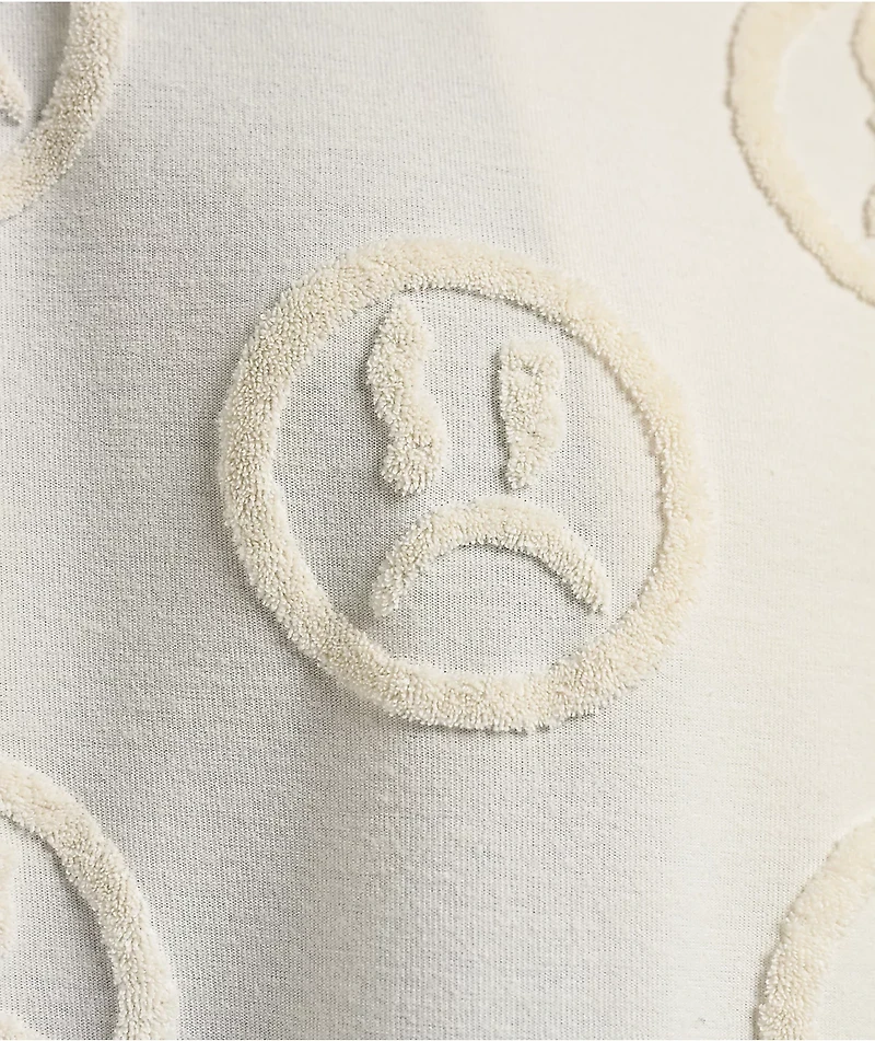 $AD BOYZ by Junior H Face Woven Off White Terry Short Sleeve Button Up Shirt