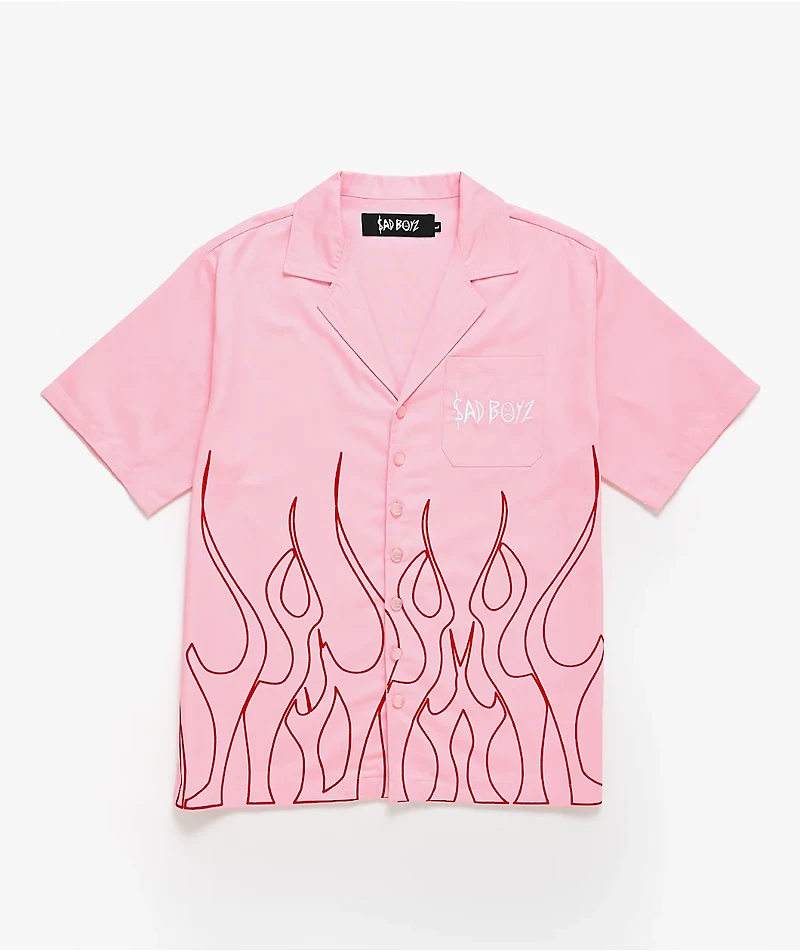 $AD BOYZ by Junior H Flames Poplin Pink Work Shirt