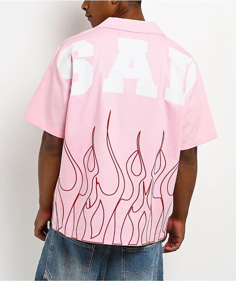 $AD BOYZ by Junior H Flames Poplin Pink Work Shirt