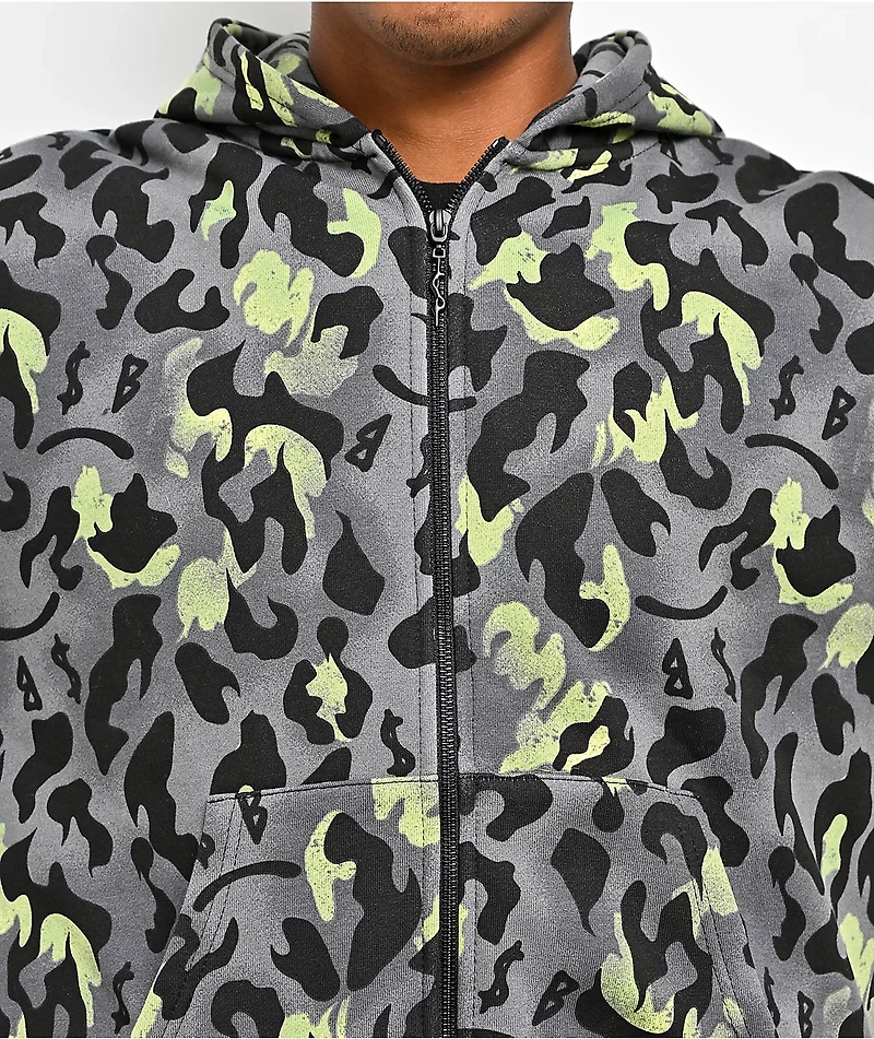 $AD BOYZ by Junior H Giant Cheetah Grey Zip Hoodie