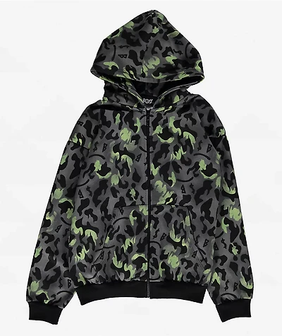 $AD BOYZ by Junior H Giant Cheetah Grey Zip Hoodie