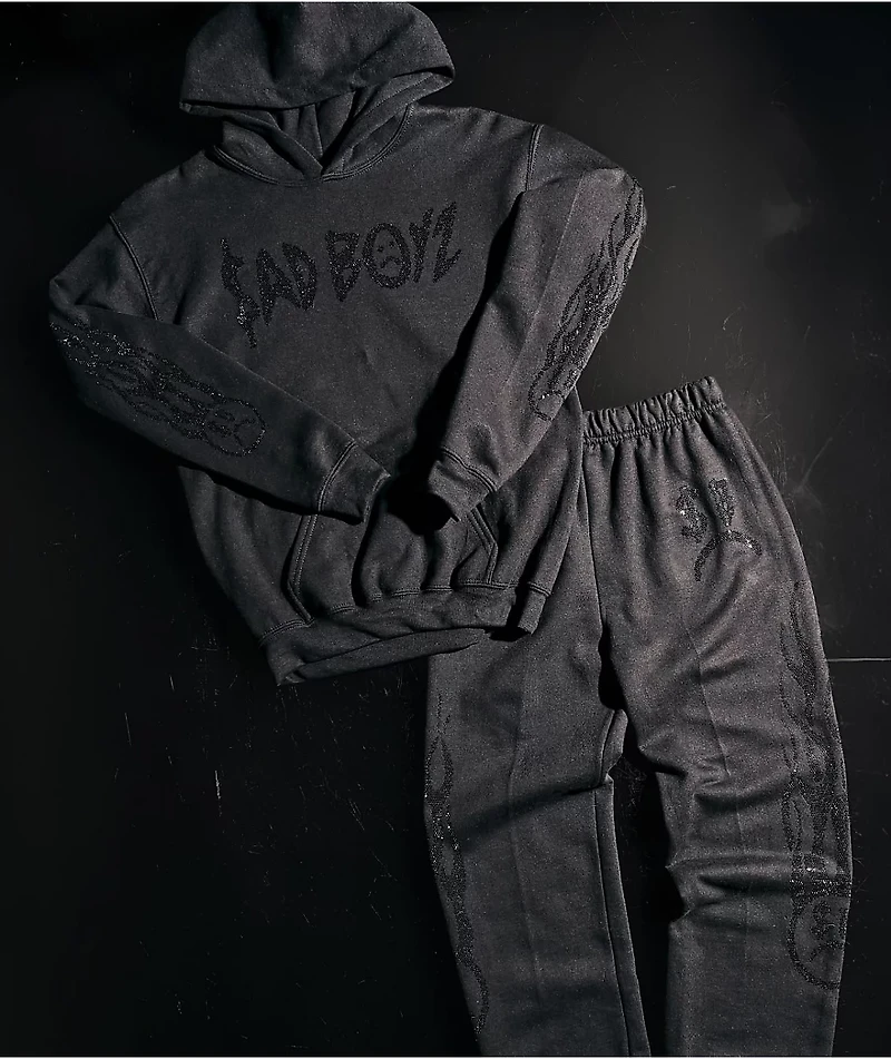 $AD BOYZ by Junior H Kids Black Flame Hoodie