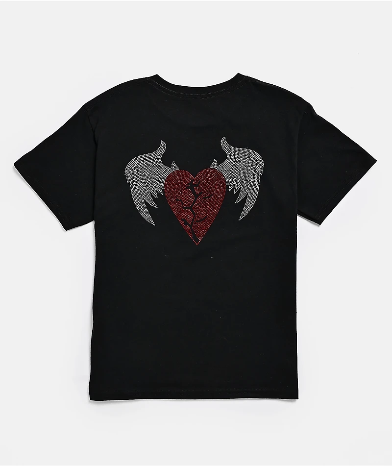 $AD BOYZ by Junior H Kids Broken Heart Rhinestone Black T-Shirt