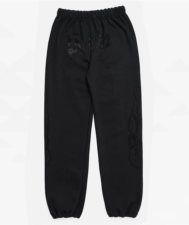 $AD BOYZ by Junior H Kids Rhinestone Flames Black Sweatpants