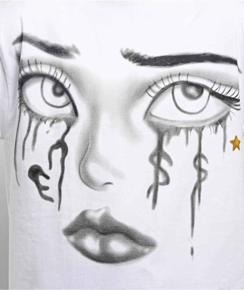 $AD BOYZ by Junior H Love N Money Tears White T-Shirt