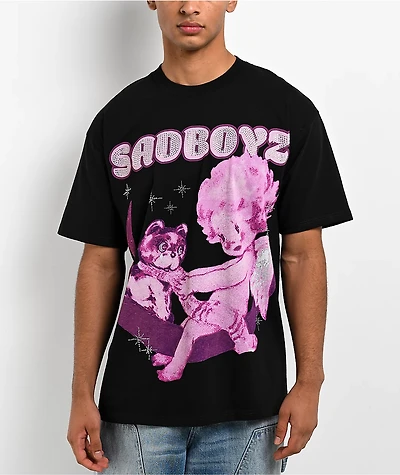 $AD BOYZ by Junior H Luna Rhinestone Black T-Shirt