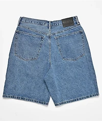 $AD BOYZ by Junior H Printed Grail Blue Wash Denim Shorts