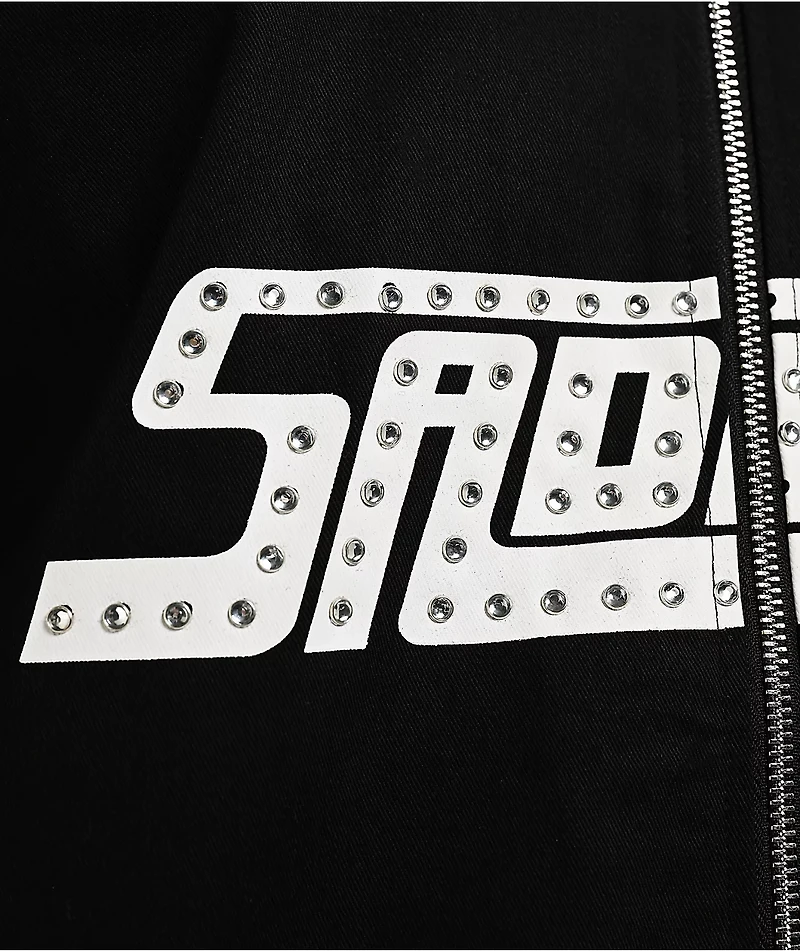 $AD BOYZ by Junior H Rhinestone Black Full Zip Work Shirt