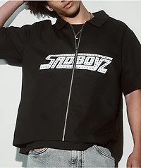 $AD BOYZ by Junior H Rhinestone Black Full Zip Work Shirt