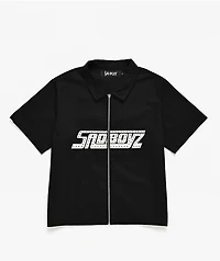 $AD BOYZ by Junior H Rhinestone Black Full Zip Work Shirt