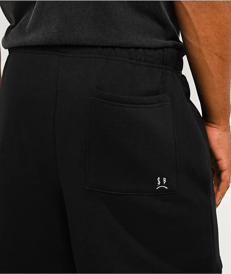 $AD BOYZ by Junior H Rhinestone Black Sweat Shorts