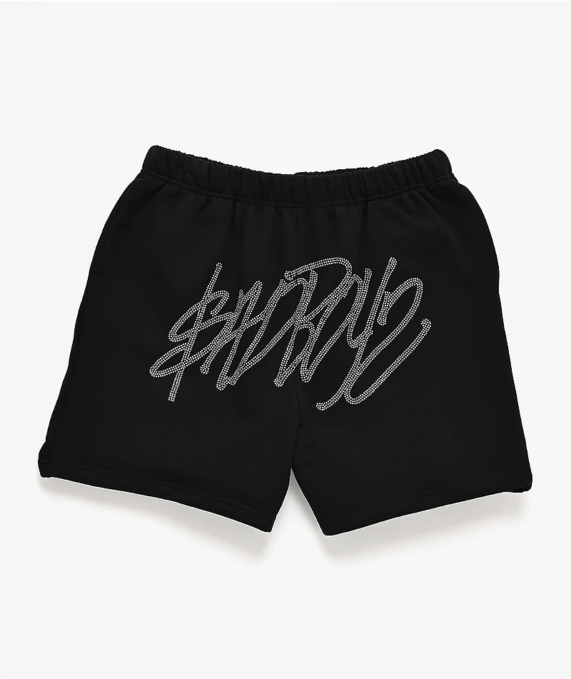 $AD BOYZ by Junior H Rhinestone Black Sweat Shorts