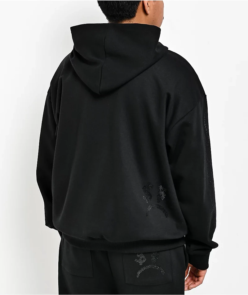 $AD BOYZ by Junior H Rhinestone Flames Black Hoodie