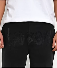 $AD BOYZ by Junior H Rhinestone Flames Black Sweatpants