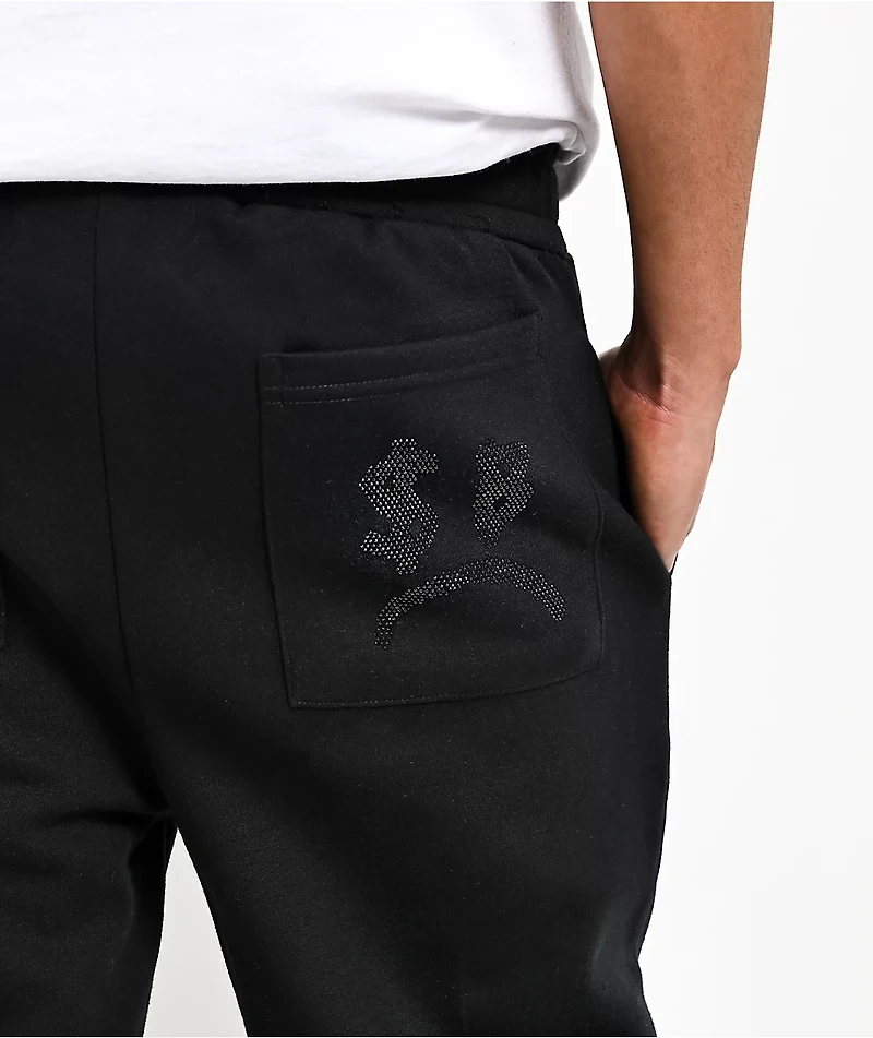 $AD BOYZ by Junior H Rhinestone Flames Black Sweatpants