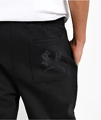 $AD BOYZ by Junior H Rhinestone Flames Black Sweatpants