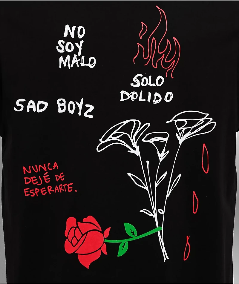 $AD BOYZ by Junior H Roses Black T-Shirt