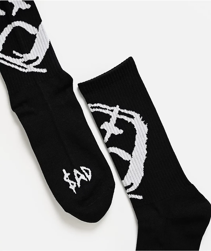 $AD BOYZ by Junior H Sad Face Black Crew Socks