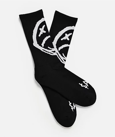 $AD BOYZ by Junior H Sad Face Black Crew Socks