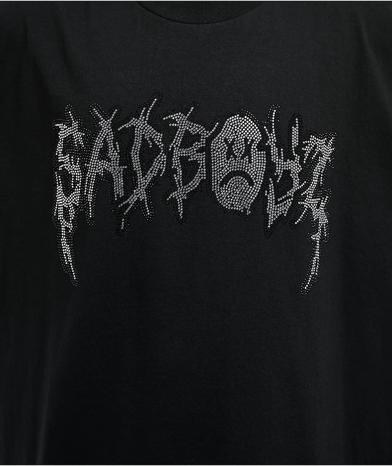 $AD BOYZ by Junior H Sad Wing Rhinestone Black T-Shirt