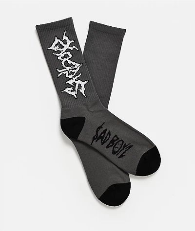 $AD BOYZ by Junior H Script Grey Crew Socks