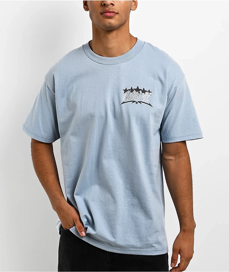 $AD BOYZ by Junior H Stars For Life Rhinestone Pastel Blue T-Shirt
