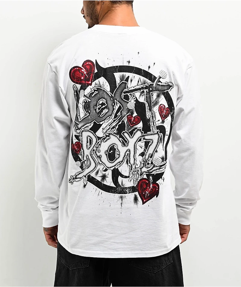 $AD BOYZ by Junior H X Lost Hills Hearts White Long Sleeve T-Shirt