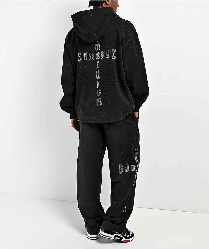 $AD BOYZ by Junior H x Embellish Buss Down Black Wash Sweatpants
