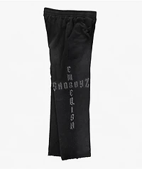 $AD BOYZ by Junior H x Embellish Buss Down Black Wash Sweatpants