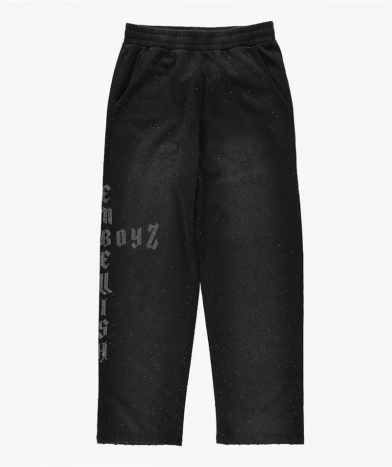 $AD BOYZ by Junior H x Embellish Buss Down Black Wash Sweatpants