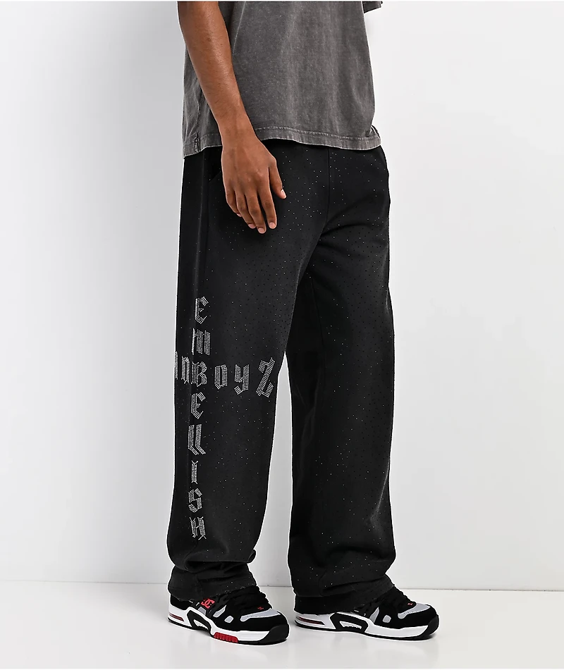 $AD BOYZ by Junior H x Embellish Buss Down Black Wash Sweatpants