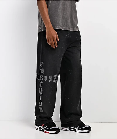 $AD BOYZ by Junior H x Embellish Buss Down Black Wash Sweatpants