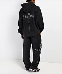 $AD BOYZ by Junior H x Embellish Buss Down Black Wash Zip Hoodie