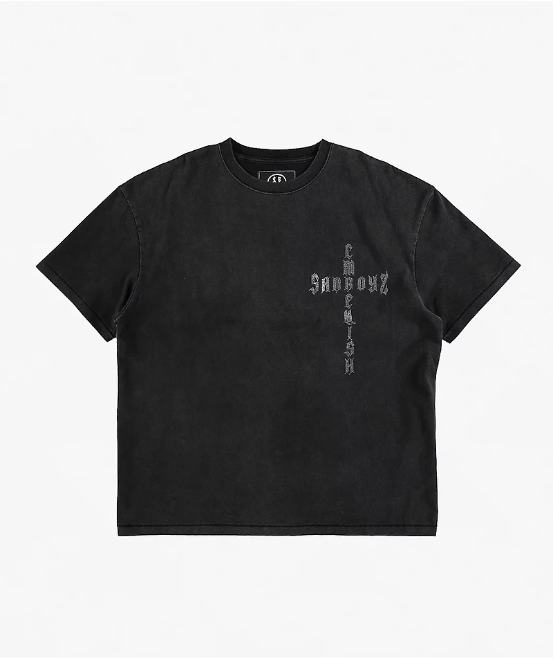 $AD BOYZ by Junior H x Embellish Cross Black Wash T-Shirt