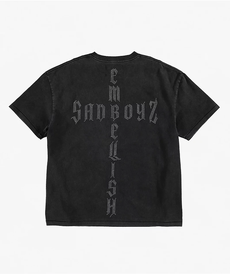 $AD BOYZ by Junior H x Embellish Cross Black Wash T-Shirt