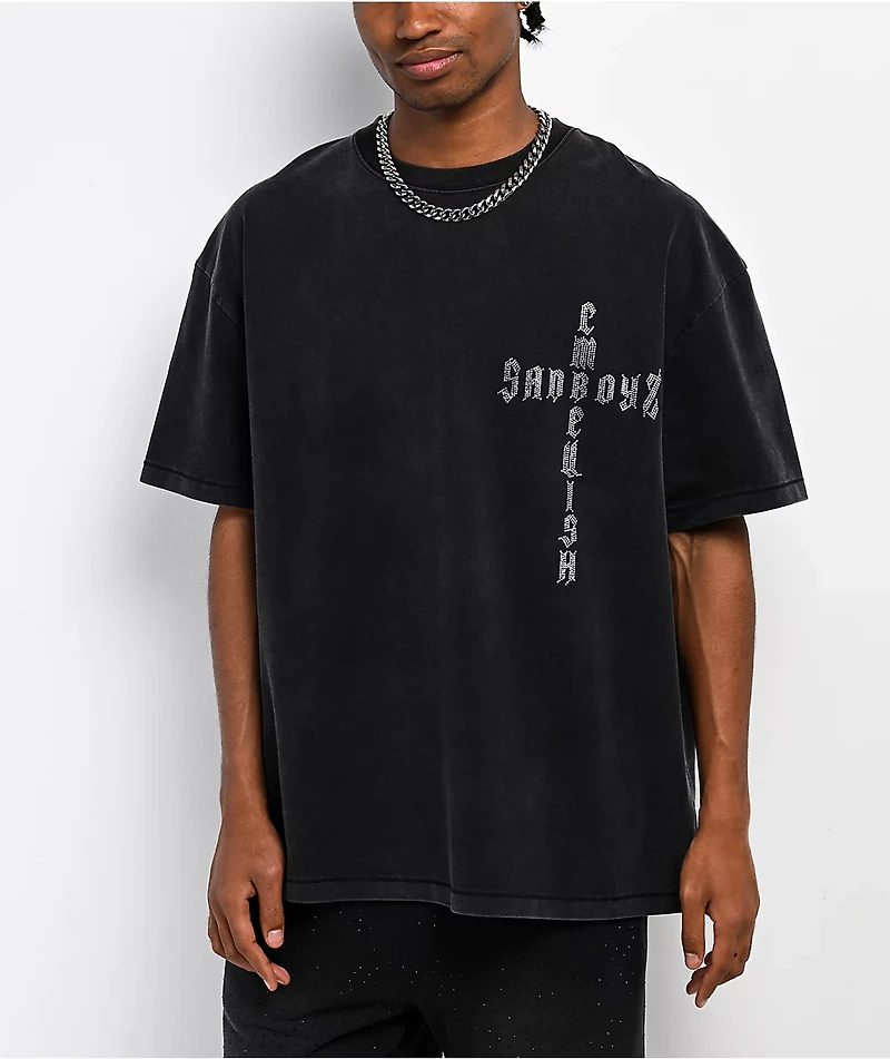 $AD BOYZ by Junior H x Embellish Cross Black Wash T-Shirt