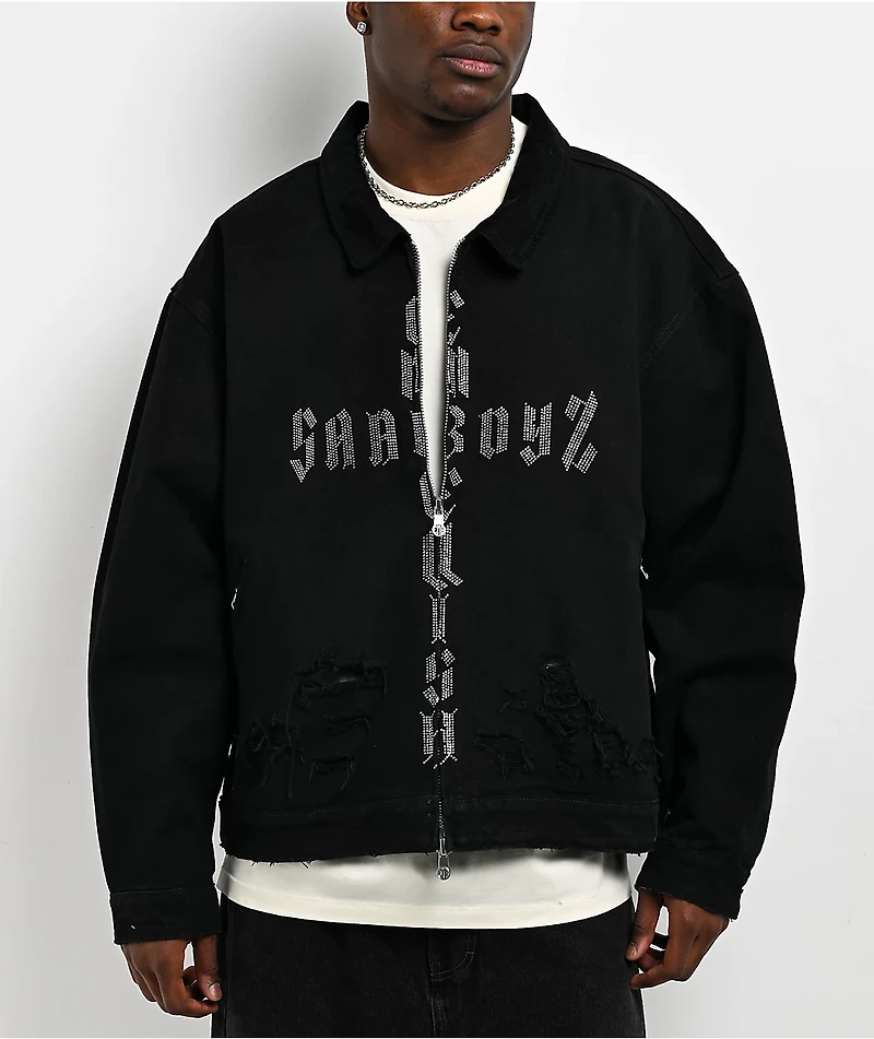 $AD BOYZ by Junior H x Embellish Cross Black Work Jacket