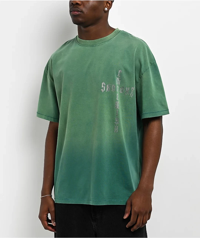 $AD BOYZ by Junior H x Embellish Cross Green Wash T-Shirt