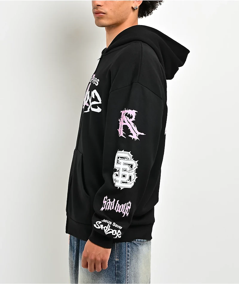 $AD BOYZ by Junior H x RUDE AWAKENINGS Black Zip Hoodie
