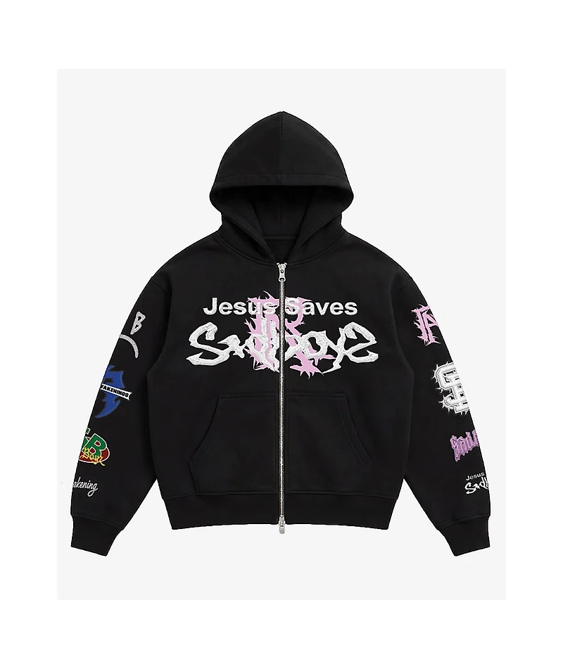 $AD BOYZ by Junior H x RUDE AWAKENINGS Black Zip Hoodie